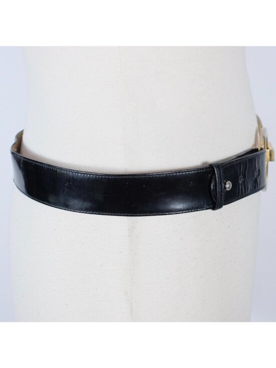 Vintage GUCCI 85 / 34 belt patent leather double G buckle GG gold Rare main image 13